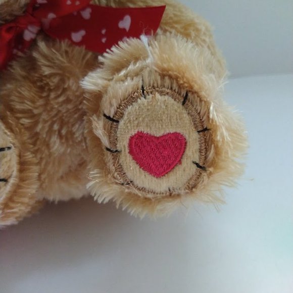 Dan Dee Valentine's Tan Bear 6" Plush With Heart Ribbon and Heart on Foot - Picture 5 of 7